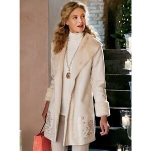 Soft Surroundings Anastasia Faux Shearling Open Cardigan Coat Sz XLP Penny Lane